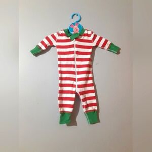 Hanna Andersson Red White Striped Infant Sleeper Footie 100%Organic Cotton 0-3M
